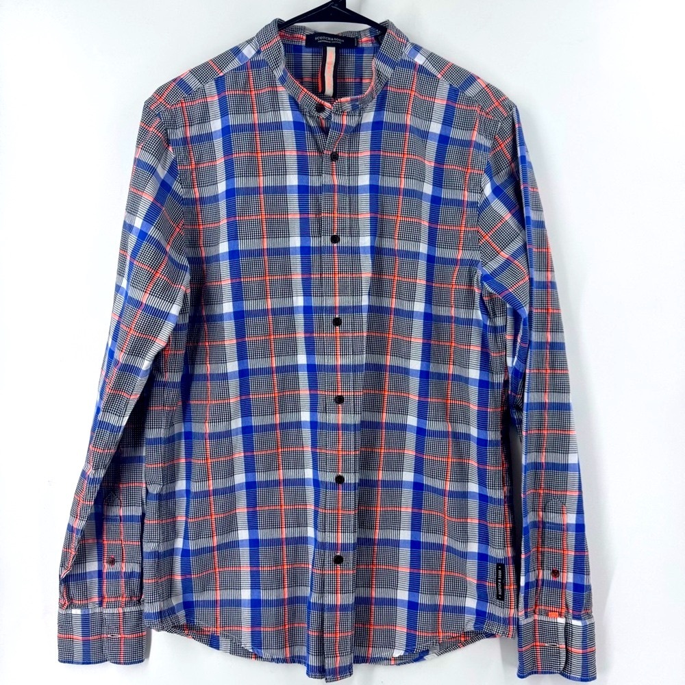Scotch & Soda Blue And Red Casual Button Down Shi… - image 1